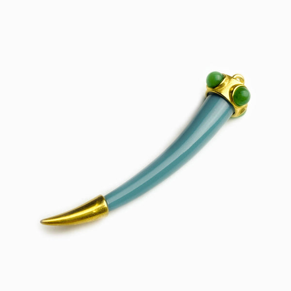 Pendente Corno em Resina com Pedra e Aço Inox