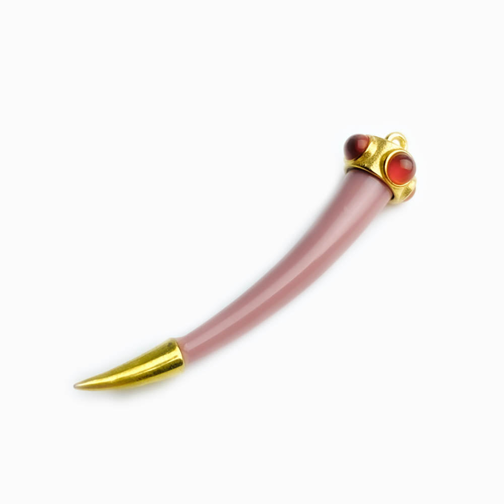 Pendente Corno em Resina com Pedra e Aço Inox