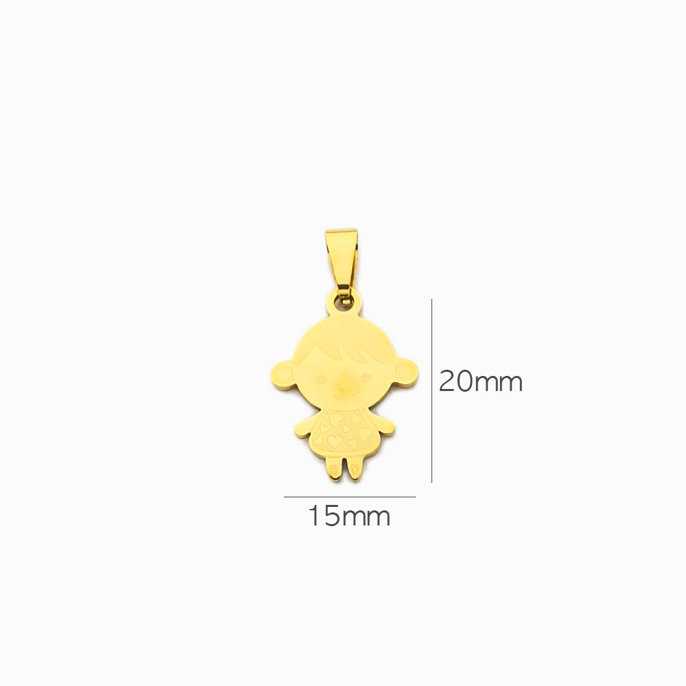 PENDENTE MENINA EM AÇO INOX DOURADO 20X15MM
