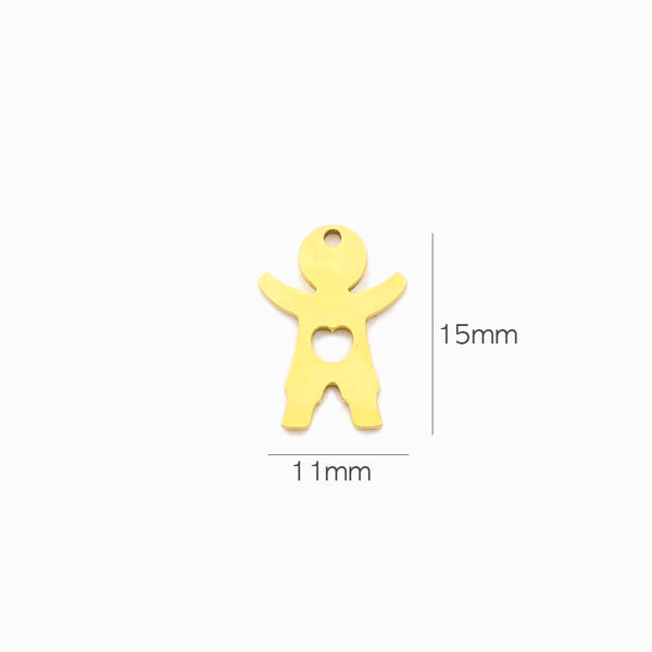 PENDENTE MENINO EM AÇO INOX DOURADO 15X11MM
