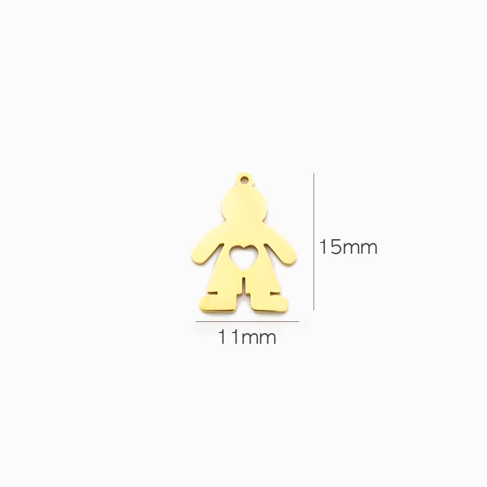 PENDENTE MENINO EM AÇO INOX DOURADO 15X11MM