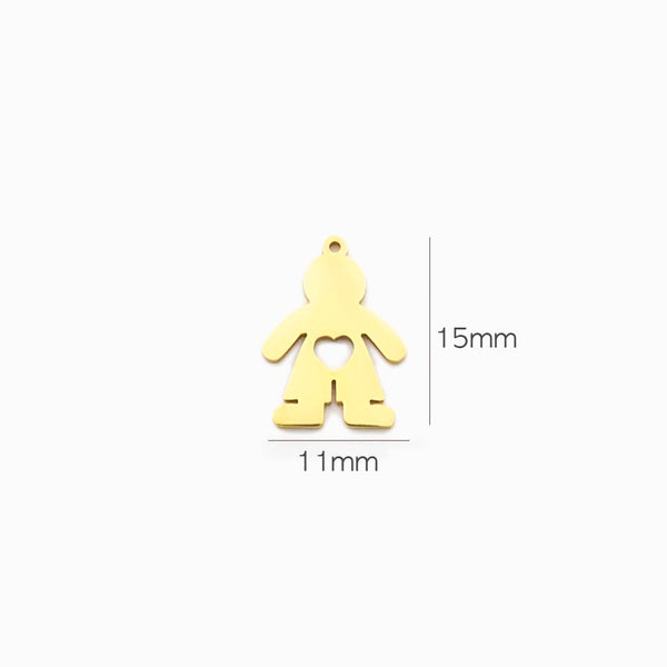 PENDENTE MENINO EM AÇO INOX DOURADO 15X11MM