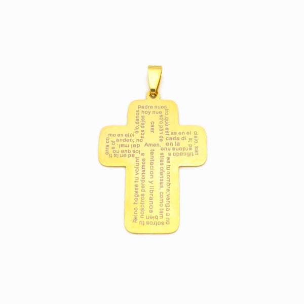 Pendente Cruz com Oração 45x32mm - Aço Inox