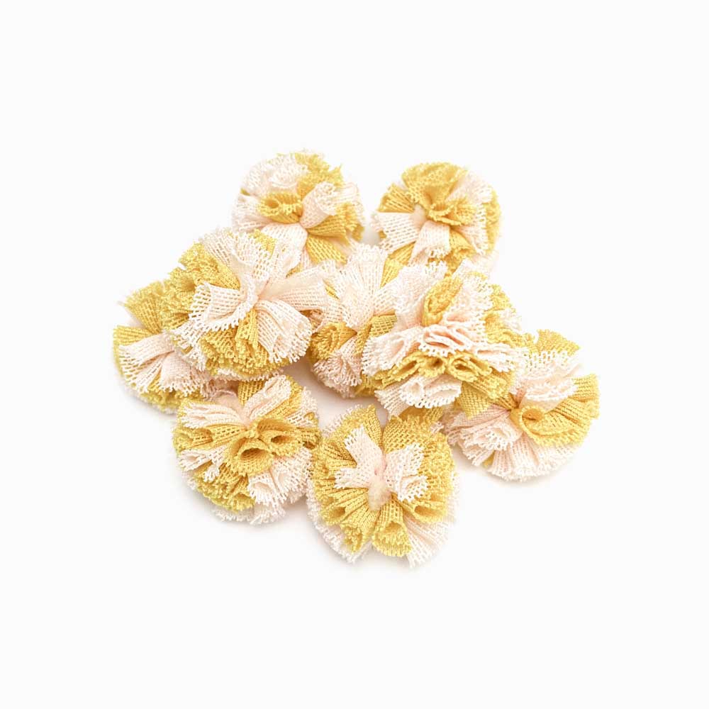 pompom bola renda 25mm mix amarelo/rosa
