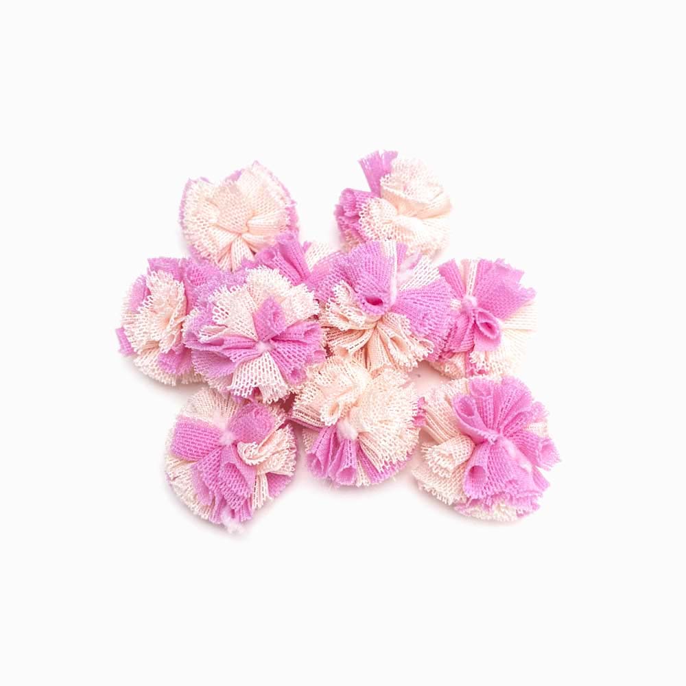 pompom bola renda 25mm mix rosa/rosa choque