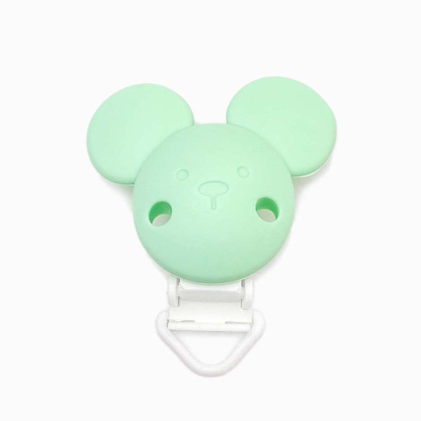 Mola para chupeta em silicone desenho mickey verde água