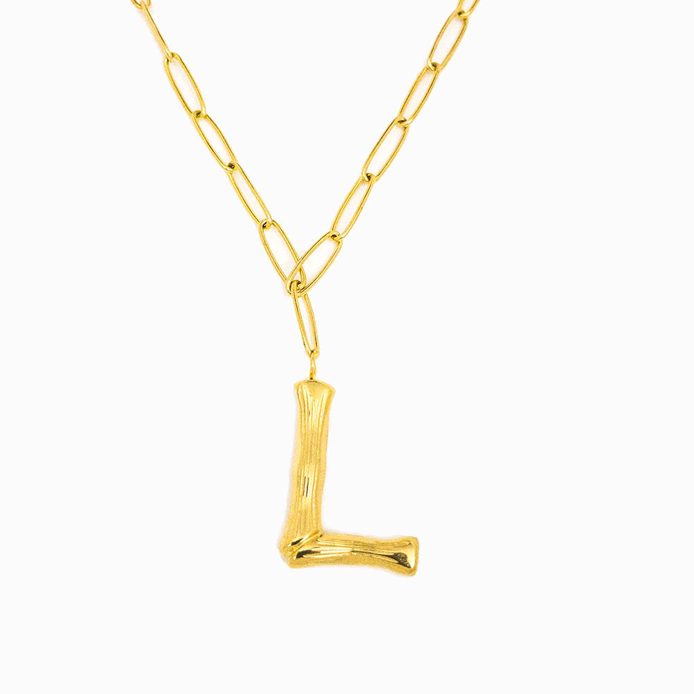 Colar aço inox dourado com letra L