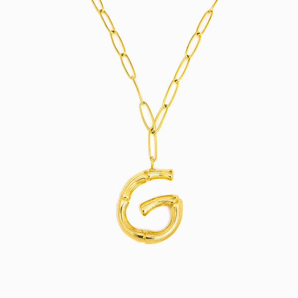 Colar aço inox dourado com letra G