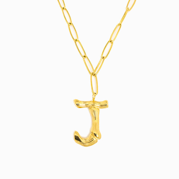 Colar aço inox dourado com letra J