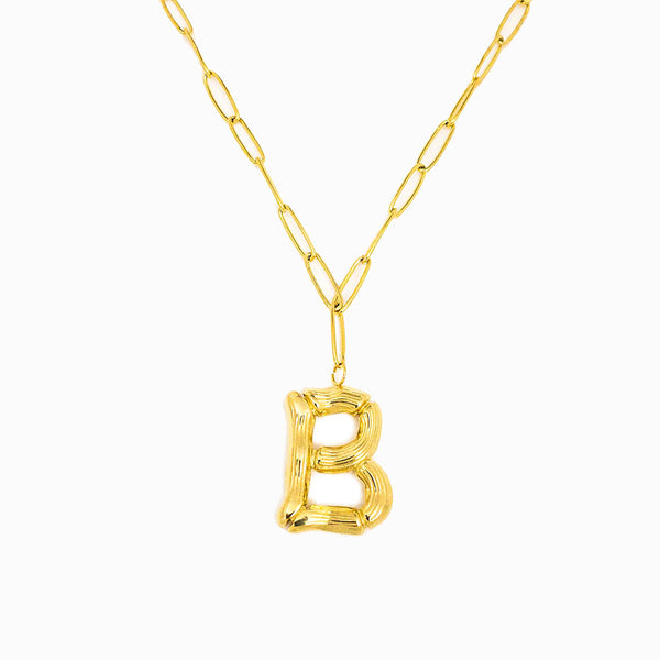 Colar aço inox dourado com letra B