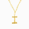 Colar aço inox dourado com letra I
