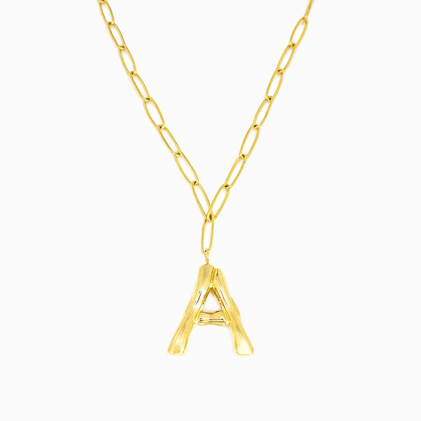 Colar aço inox dourado com letra A