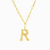 Colar aço inox dourado com letra R