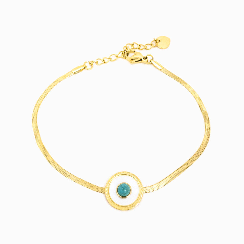 Pulseira Aço Inox Malha Snake com Pedra