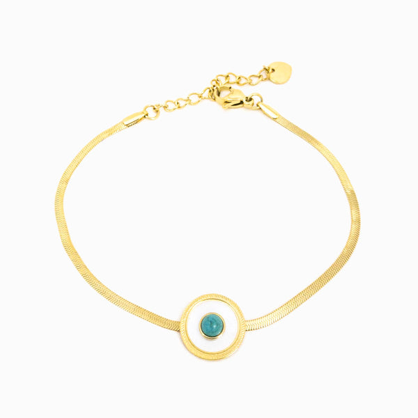 Pulseira Aço Inox Malha Snake com Pedra