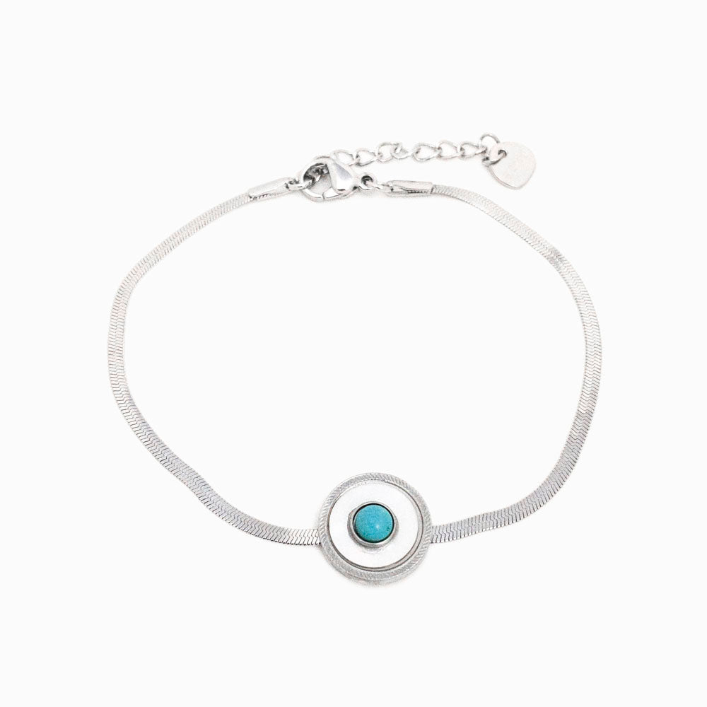 Pulseira Aço Inox Malha Snake com Pedra