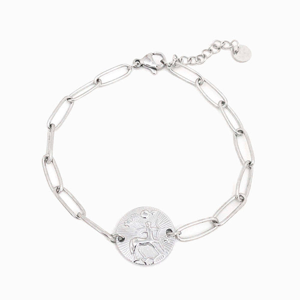 Pulseira aço inox prateado com signo sagitário