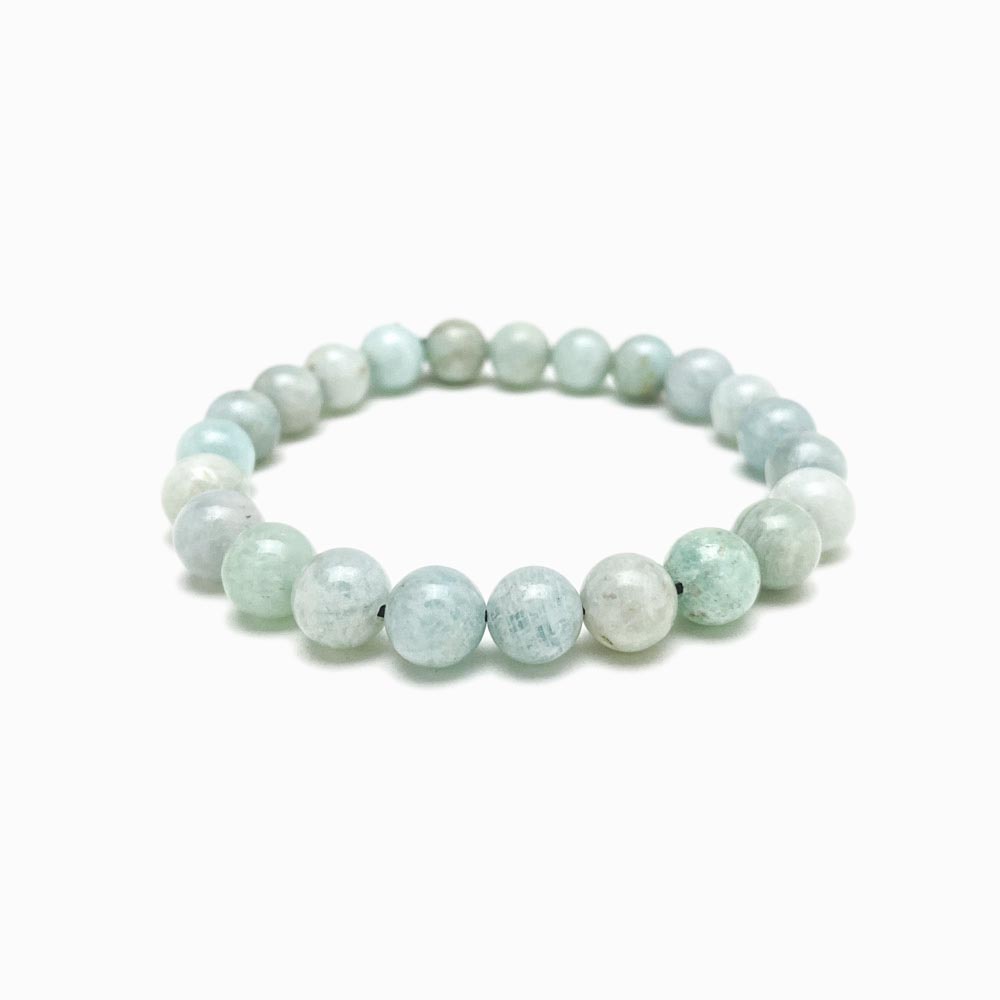 pulseira água marinha 8mm com fundo branco