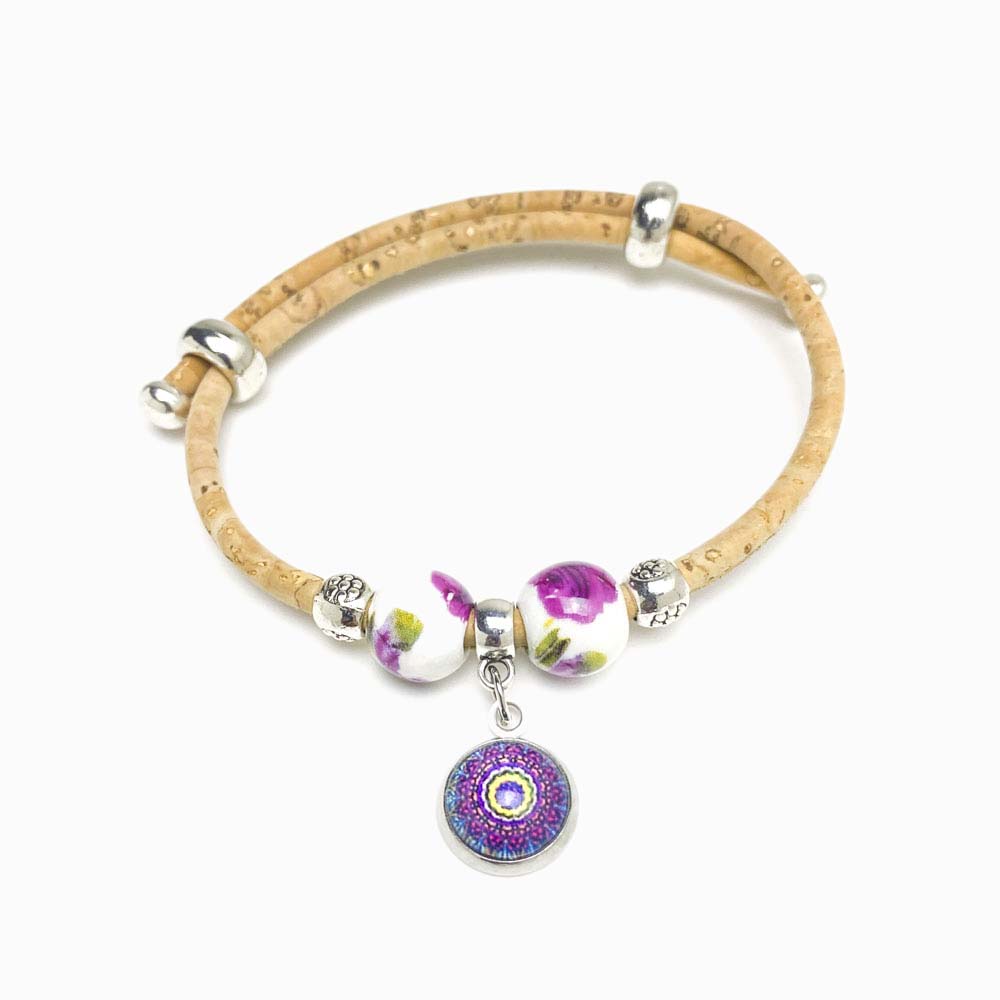 Pack 3 Pulseira de Cortiça Ajustável com Mandala