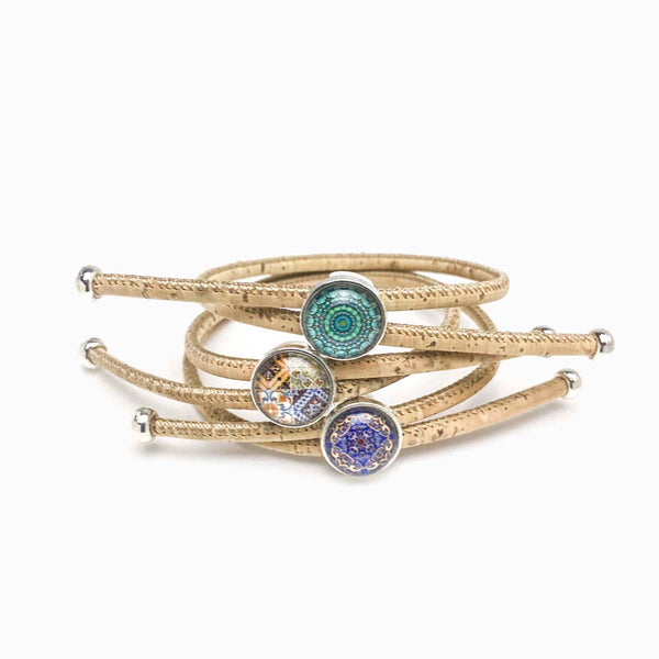 conjuntos pulseira de cortiça com mandala