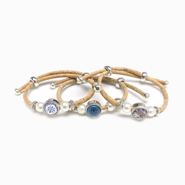 conjuntos pulseira de cortiça com mandala