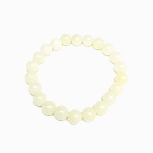 pulseira quartzo creme 8mm com fundo branco