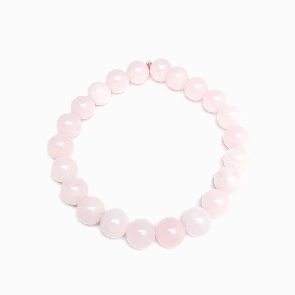 pulseira quartzo rosa 8mm com fundo branco