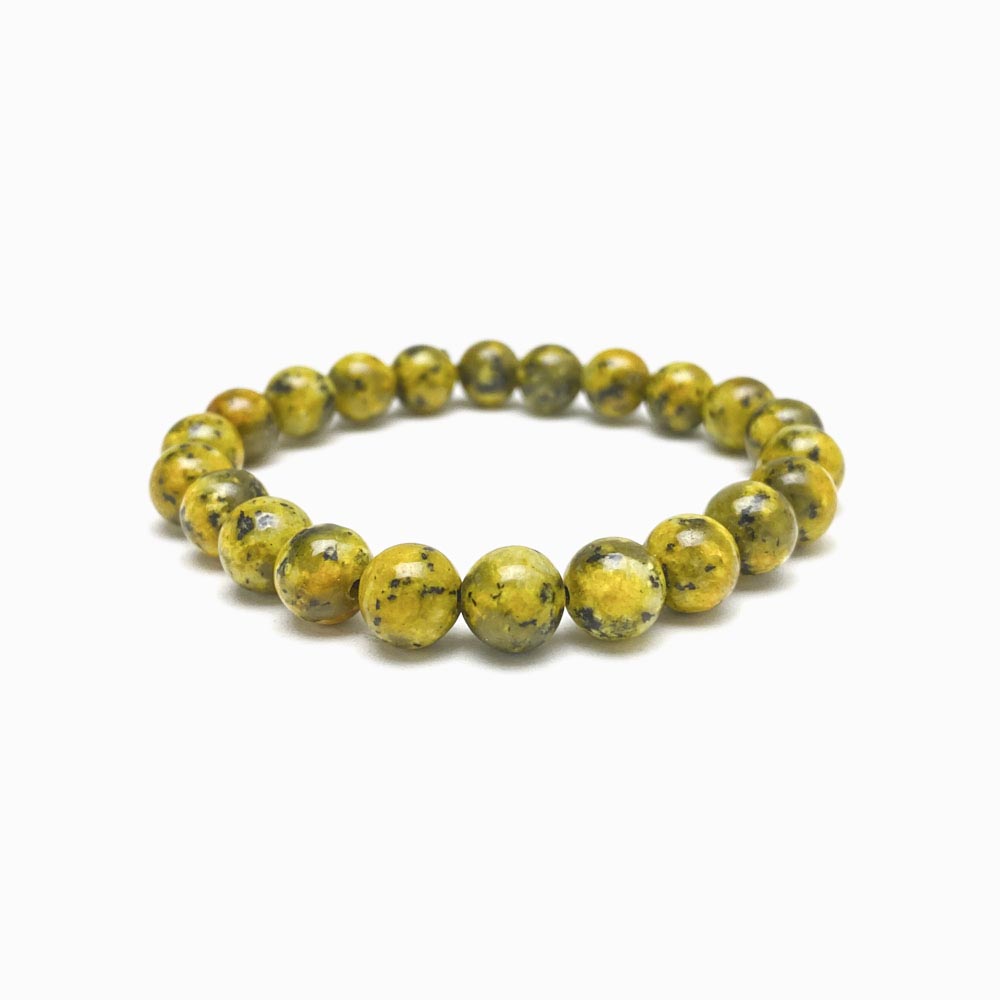 pulseira jaspe amarelo 8mm com fundo branco