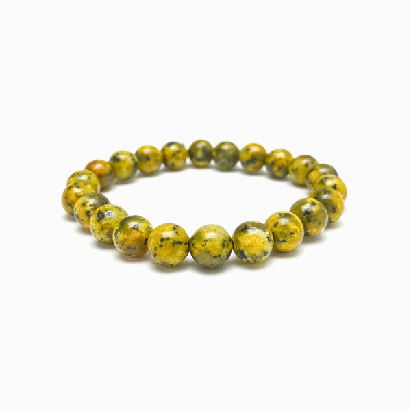 pulseira jaspe amarelo 8mm com fundo branco