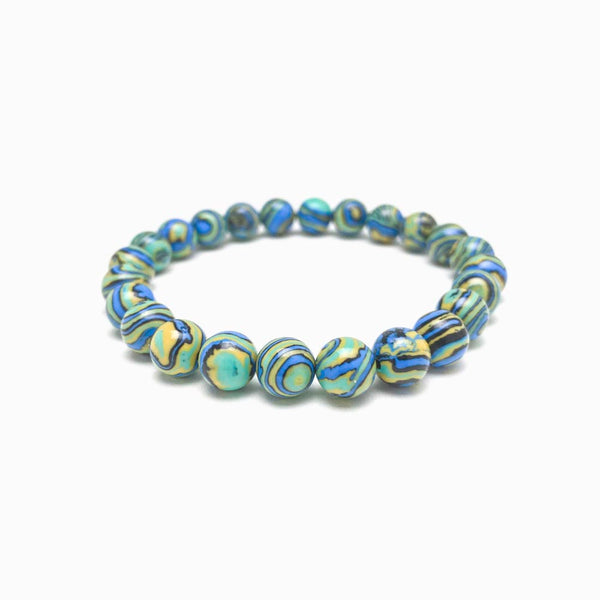 pulseira malaquita azul 8mm com fundo branco