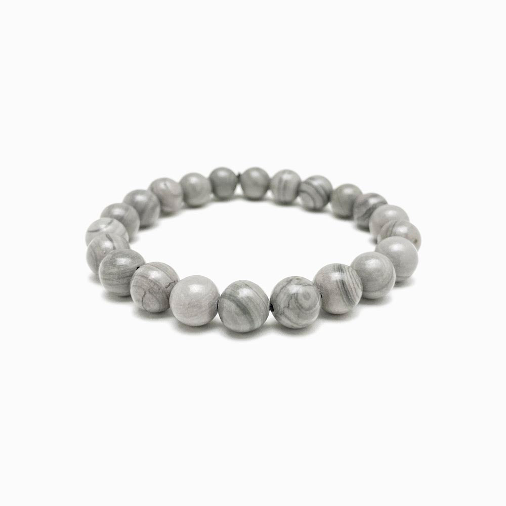 pulseira malaquita zebra 8mm com fundo branco