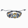 Pulseira de Pele Preta com Olho Turco