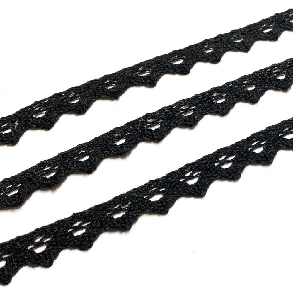 Rendas de Algodão 17mm Preto
