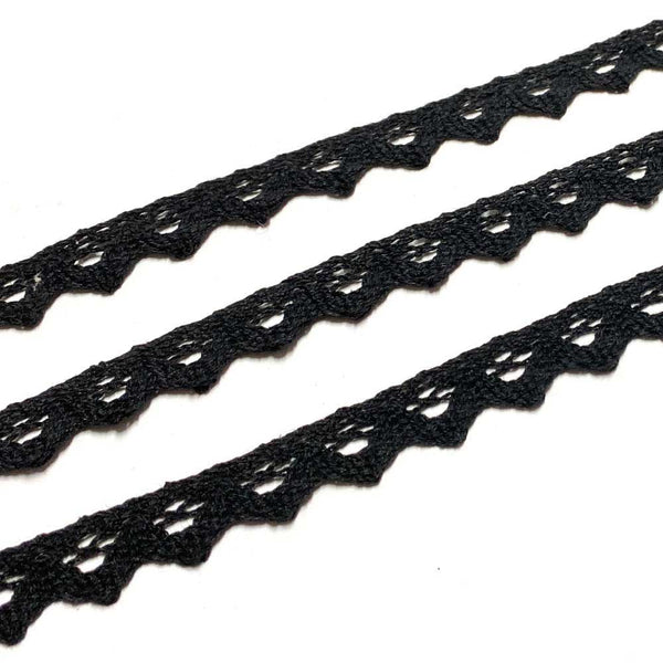 Rendas de Algodão 17mm Preto