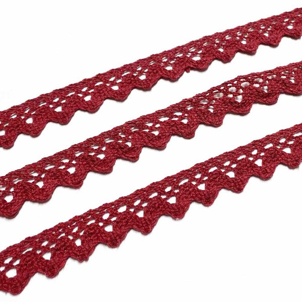 Rendas de Algodão 17mm Vermelho Escuro
