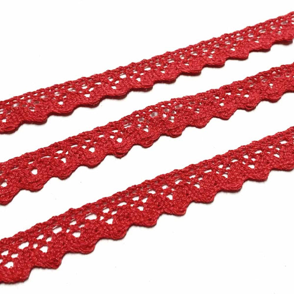 Rendas de Algodão 17mm Vermelho