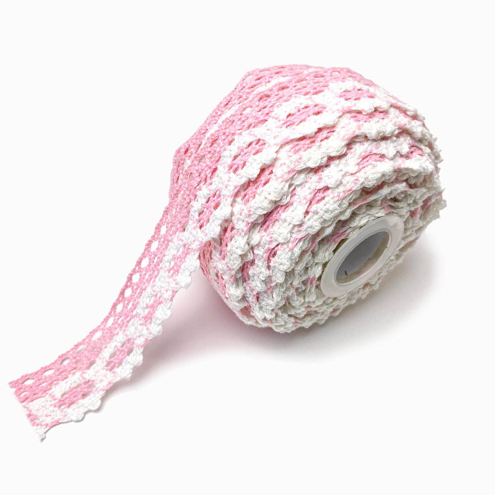 Renda de Algodão 27mm Rosa Bebé