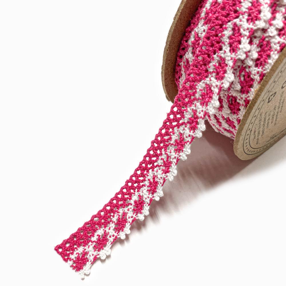 Rendas de Algodão 17mm Rosa Choque