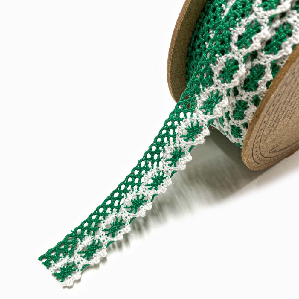 Rendas de Algodão 17mm Verde Bandeira