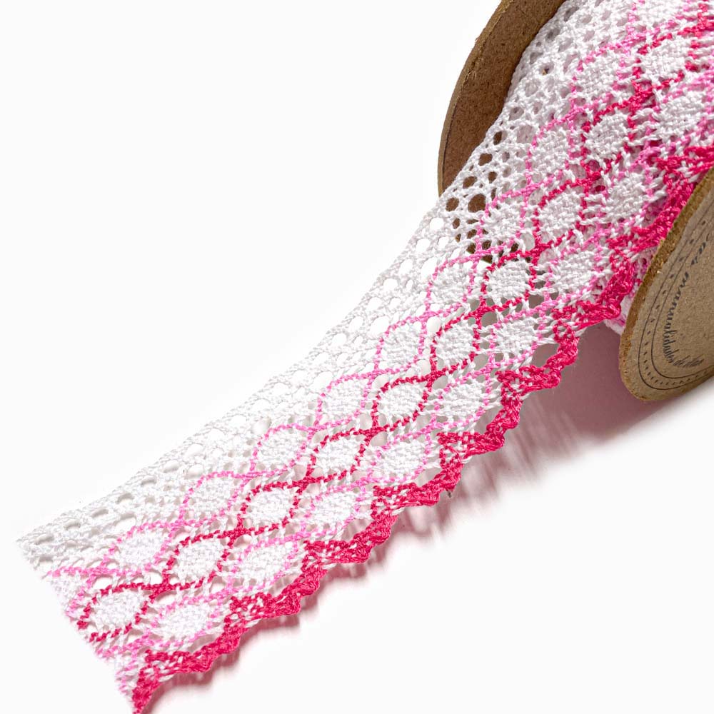 Rendas de Algodão 50mm Rosa Choque