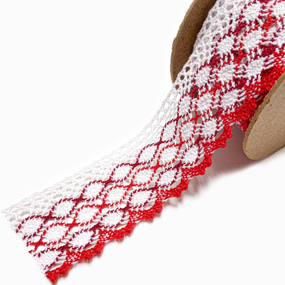 Rendas de Algodão 50mm Vermelho