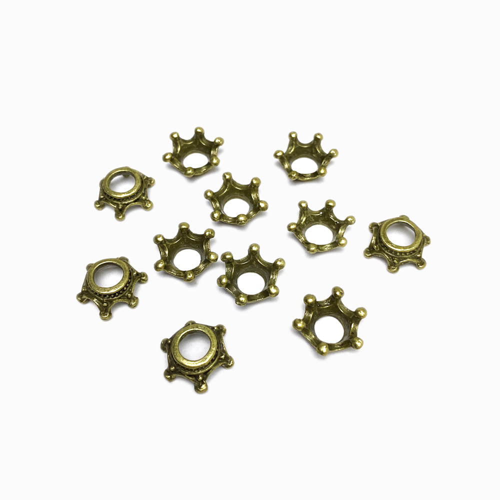 10 Separadores de Contas Coroa Bronze 13x5mm