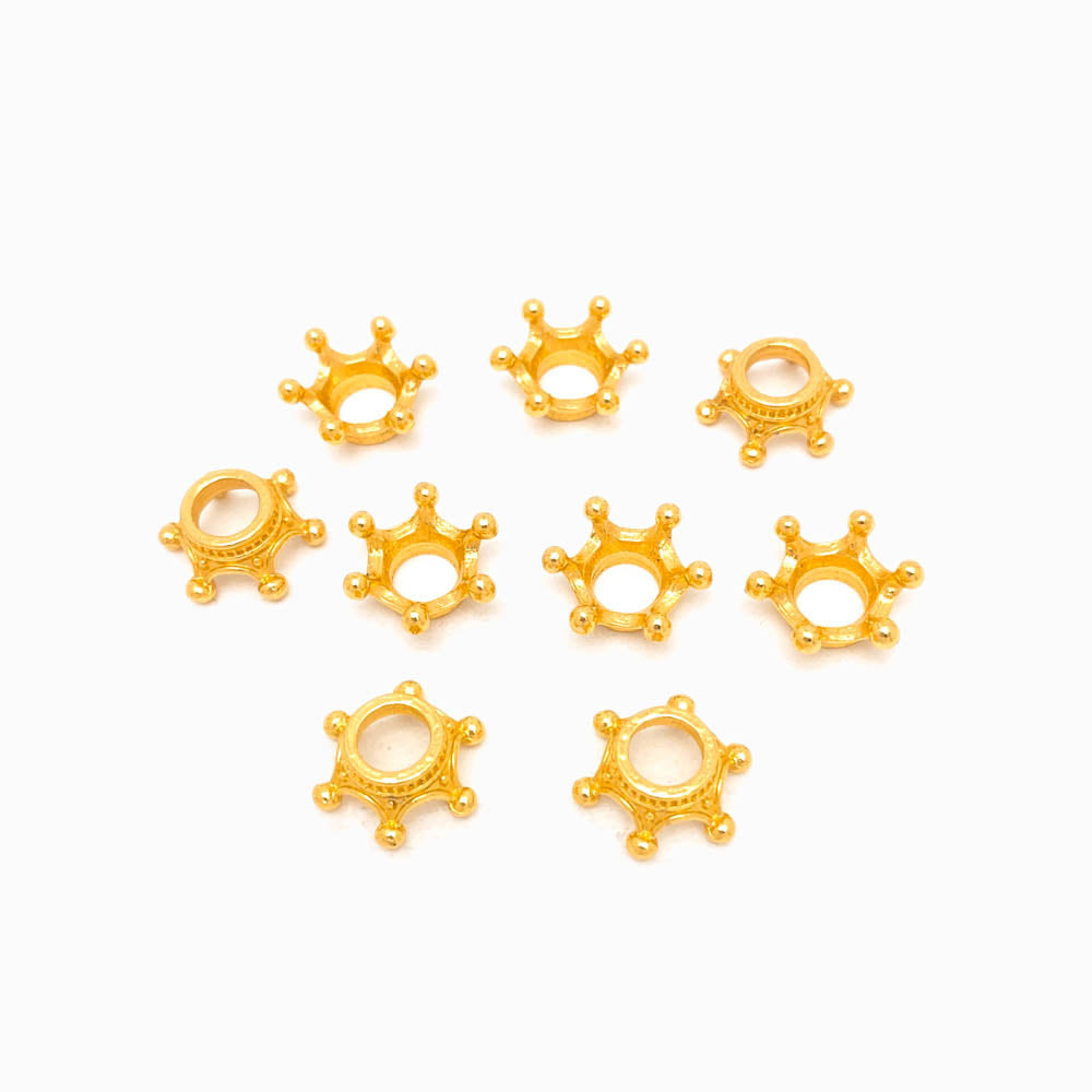 10 Separadores de Contas Coroa Dourada 13x5mm