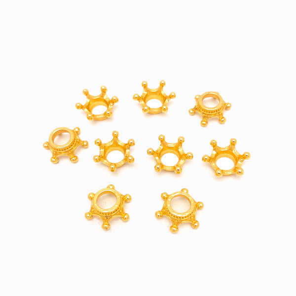 10 Separadores de Contas Coroa Dourada 13x5mm