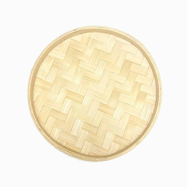 bandeja de bambu castanho com fundo branco