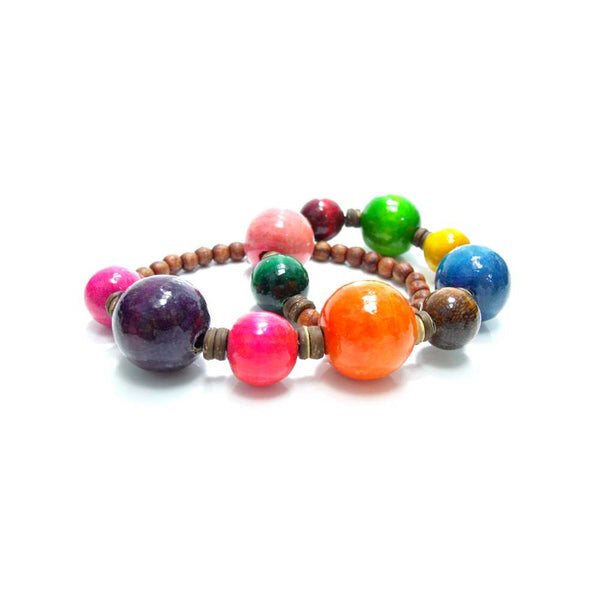 pulseira de madeira colorida