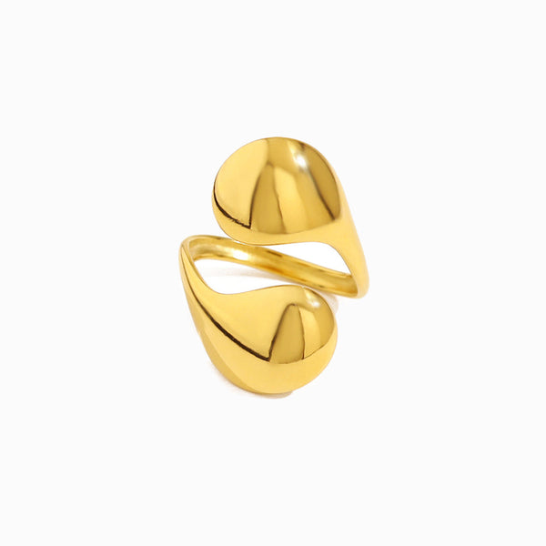 Anel Geométrico Ajustável JZ1421 - Aço Inox Dourado