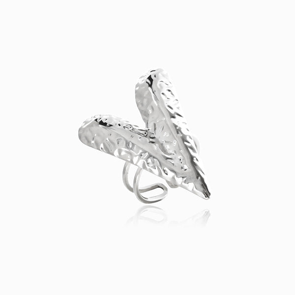 Anel Ajustável com Coração JZ1383 - Aço Inox Prateado