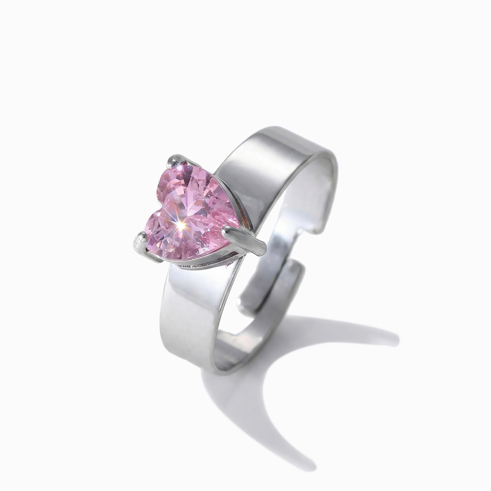 Anel Ajustável Coração em Aço Inoxidável