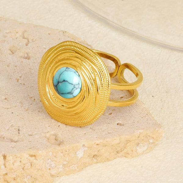 Anel Ajustável com Howlita JZ1364 em Fundo Amarelo